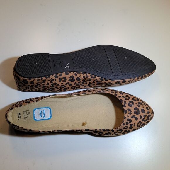 TIME&TRU LEOPARD ROUND TOE SLIP-ON WOMEN"S SUEDE BALLET FLATS G1 - Picture 13 of 14